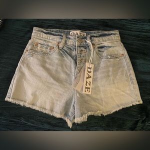 DAZE denim jean distressed shorts light wash troublemaker high rise size 25